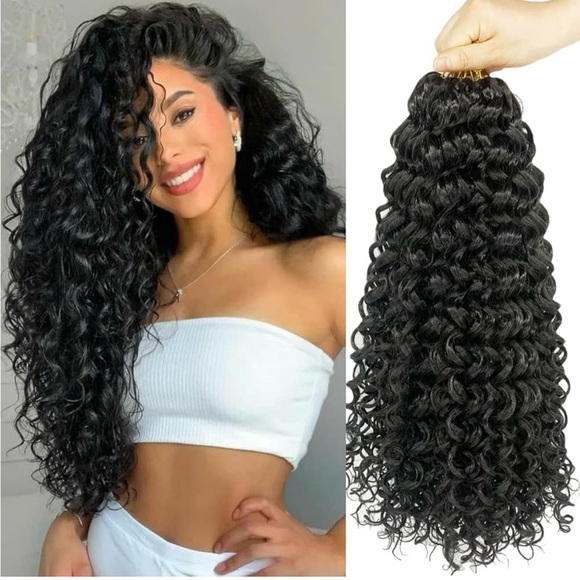 Curly water wave Black Hair Extensions - Picture 7 of 8